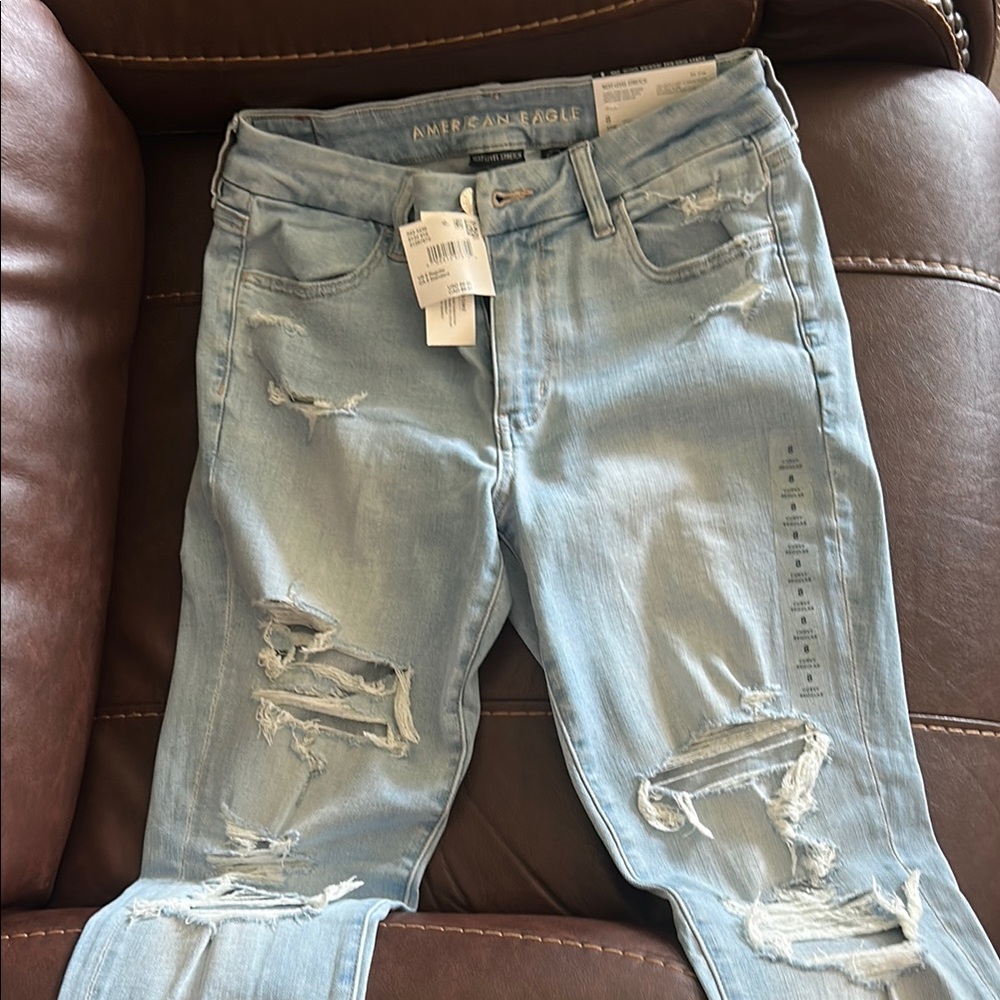 American Eagle Outfitters Blue Skinny Jeans Distressed
